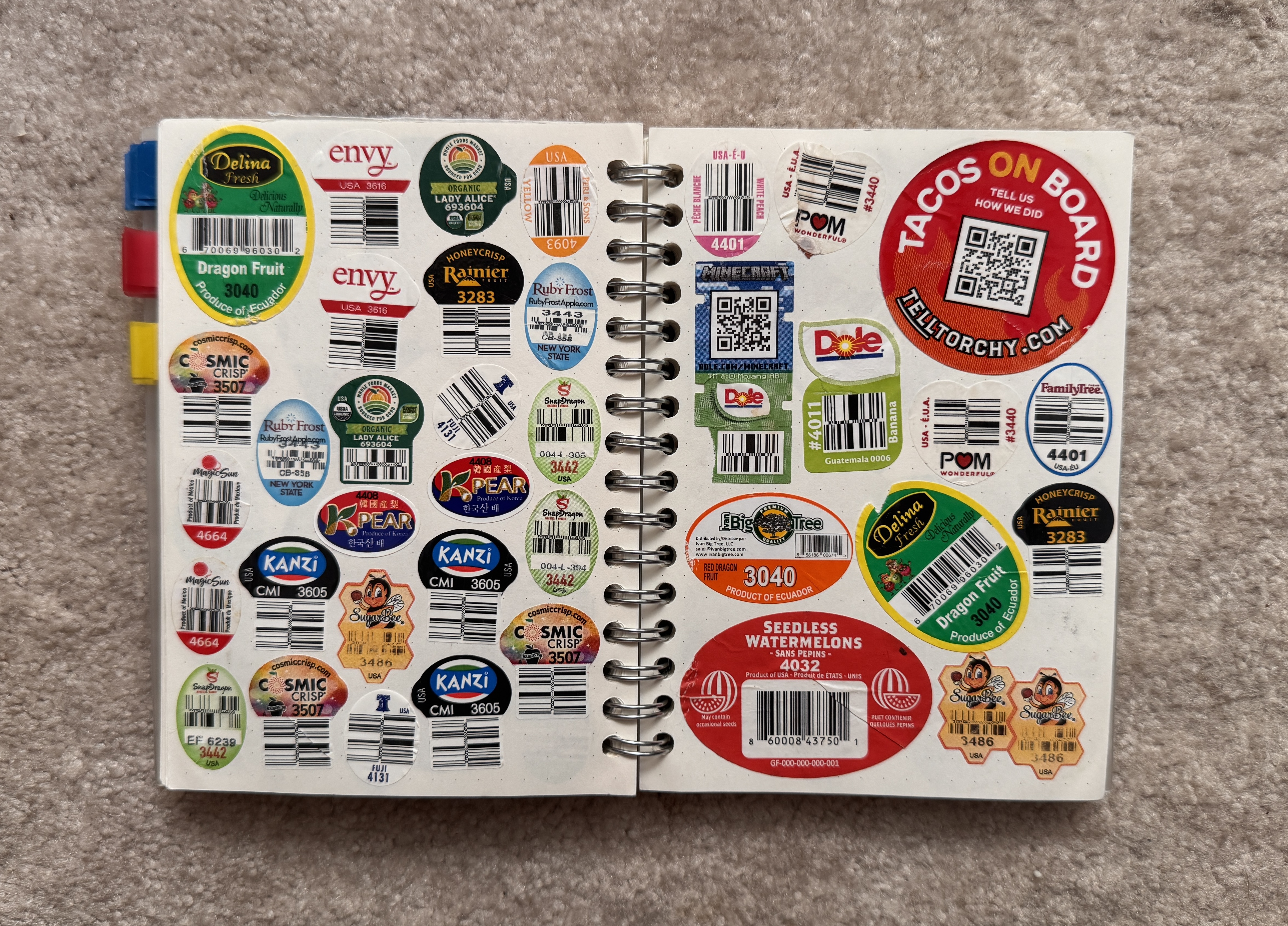 collection of produce stickers