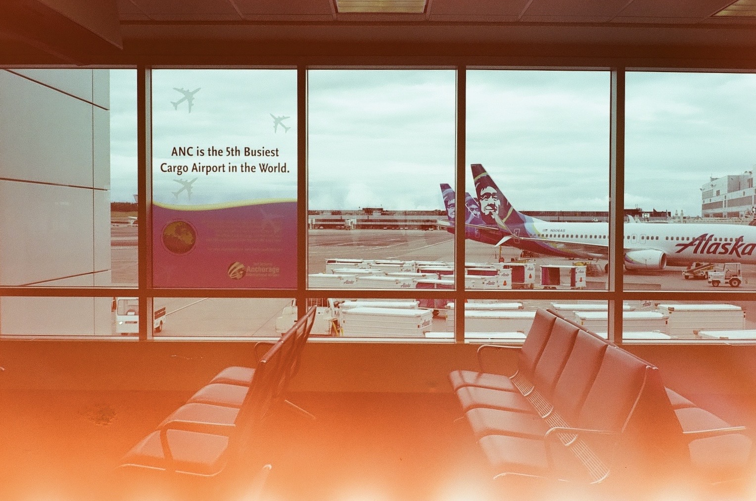 film photo of anchorage airport