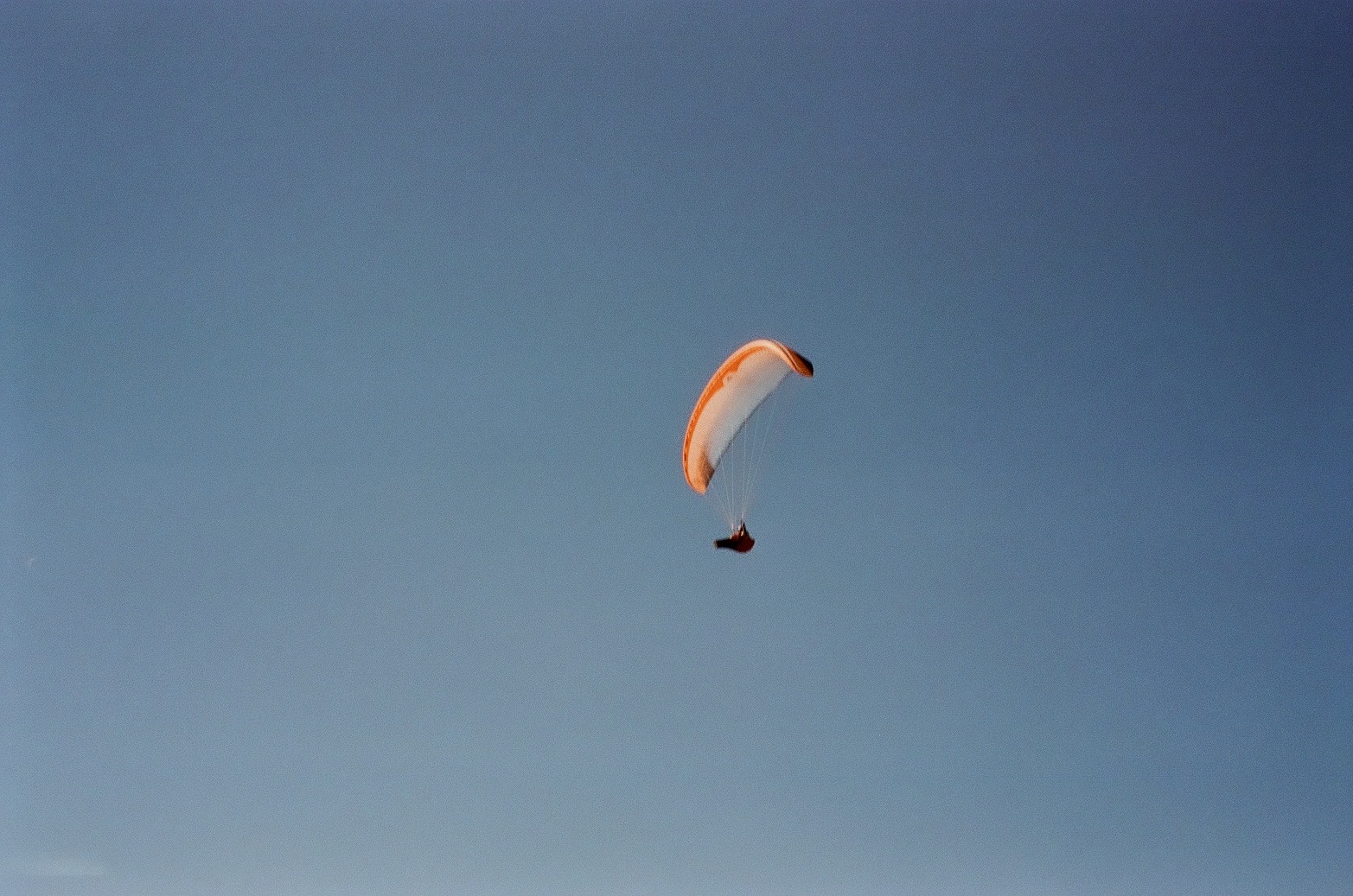 film photo of paragliding