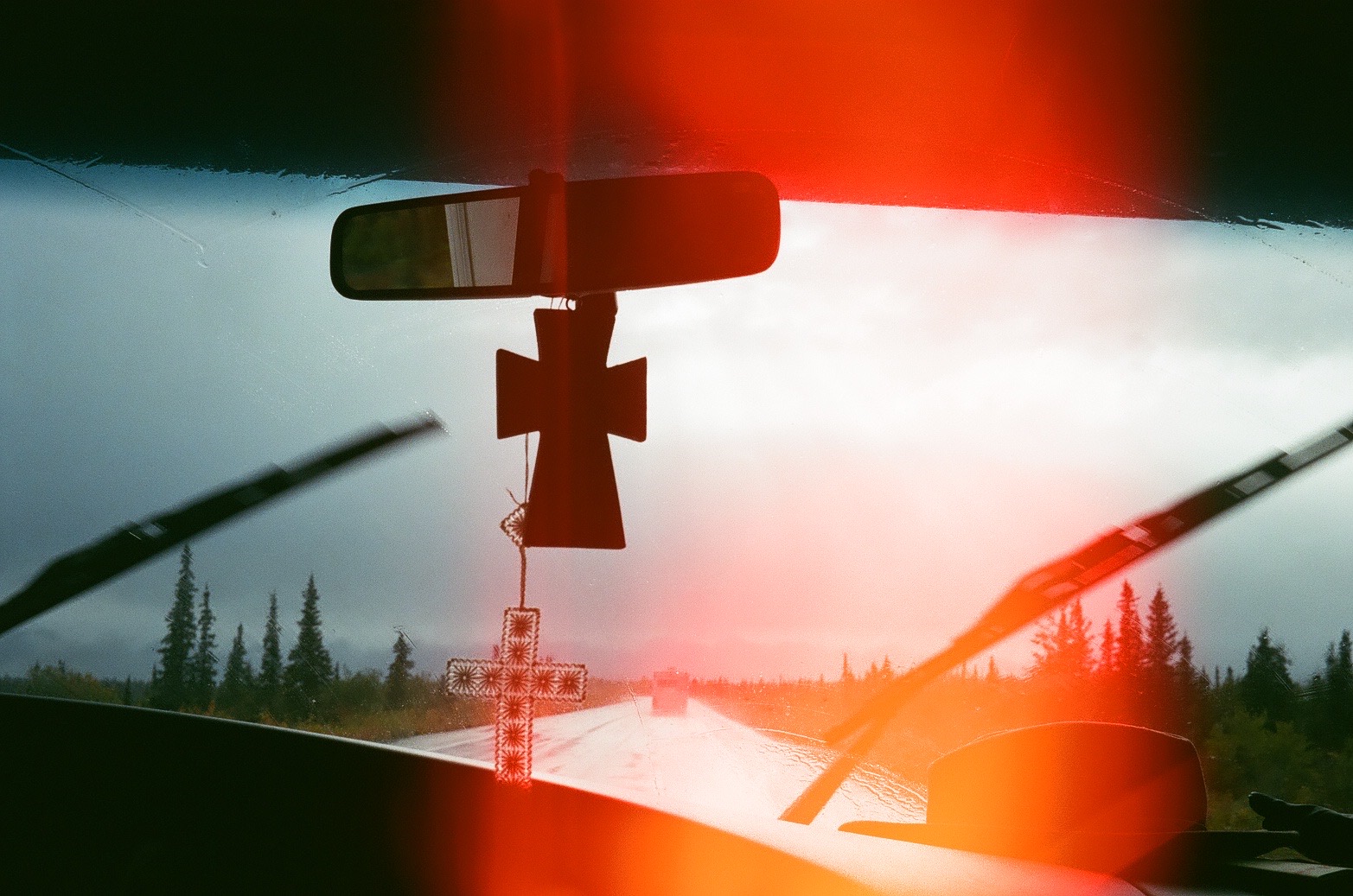 film photo of rv crucifix
