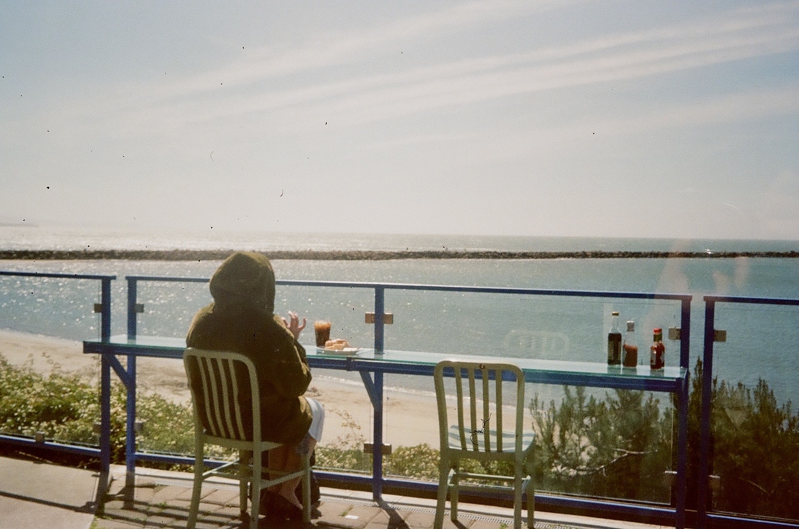woman sitting on the patio