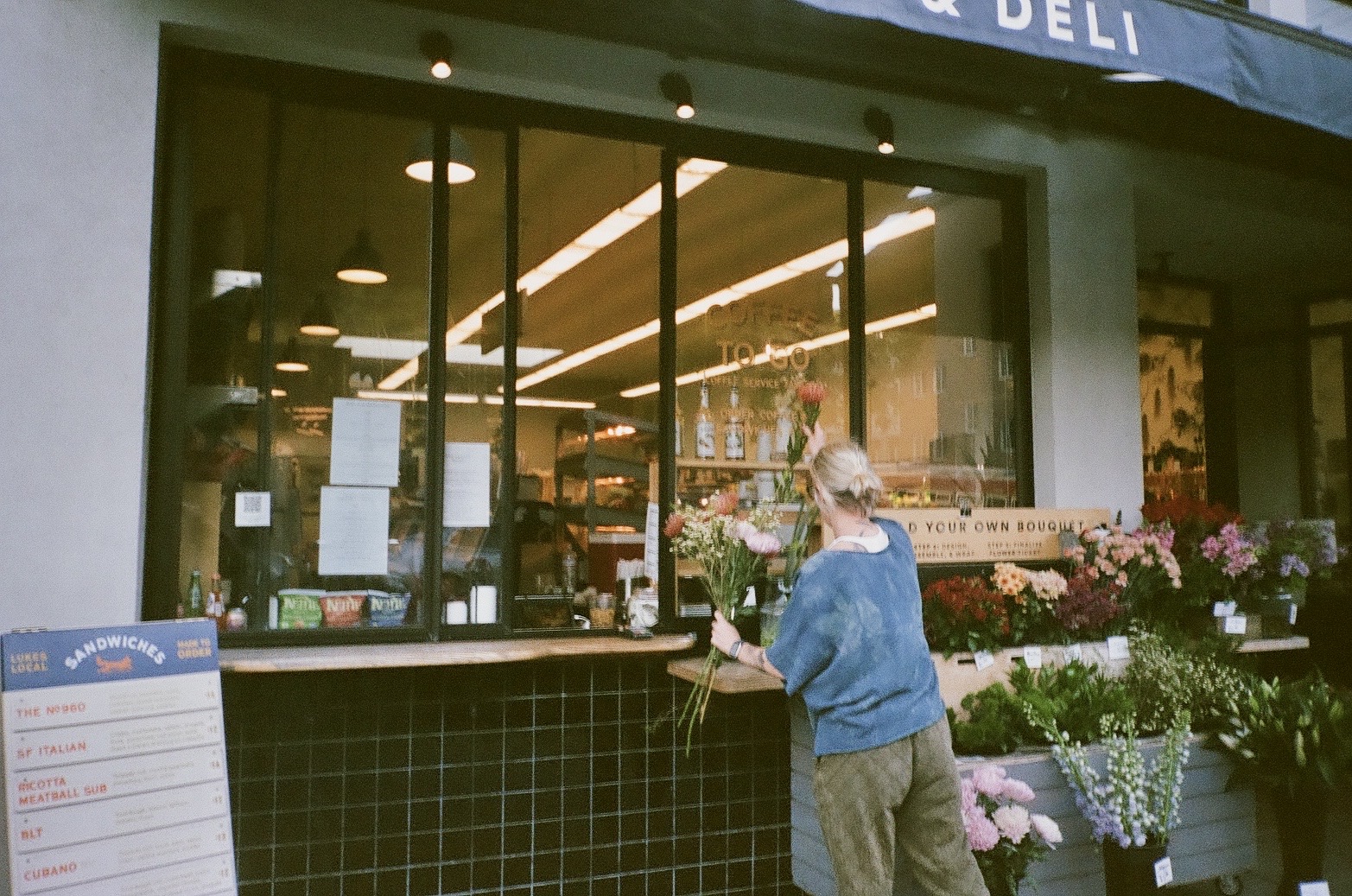 woman buying flowers