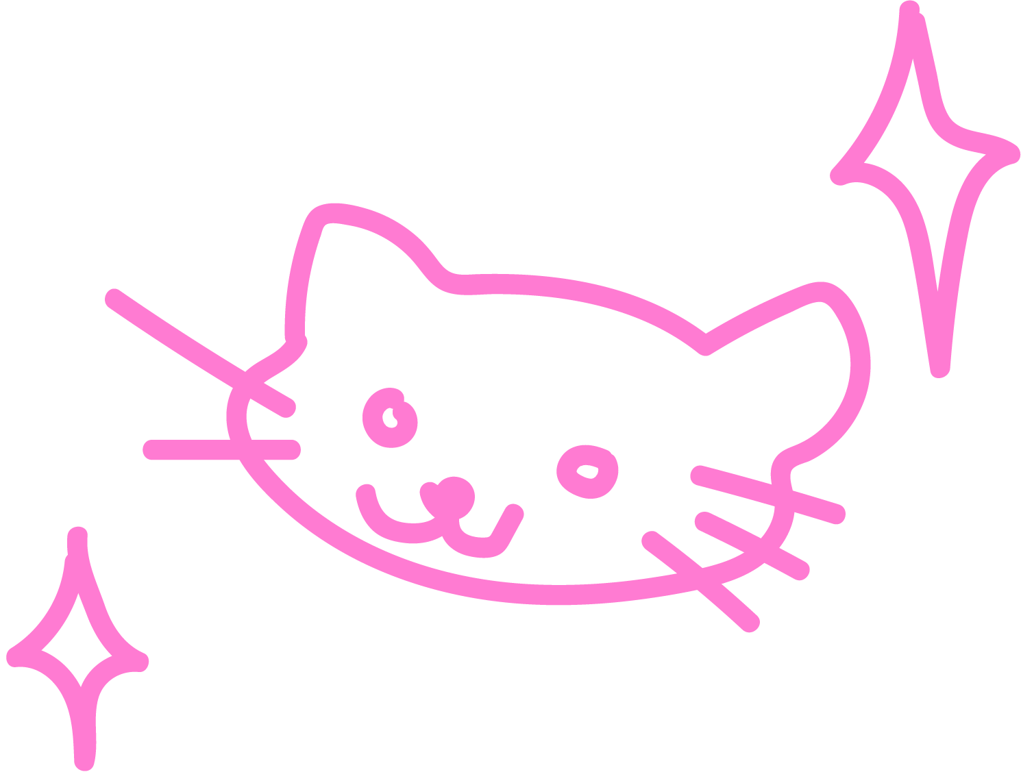 pink kitty w/ sparkles doodle